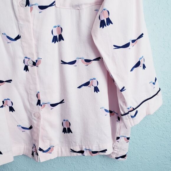 Kate Spade Light Pink Live Bird Button Down Pajama Top - Picture 2 of 6